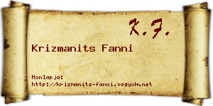 Krizmanits Fanni névjegykártya