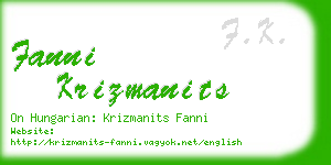 fanni krizmanits business card